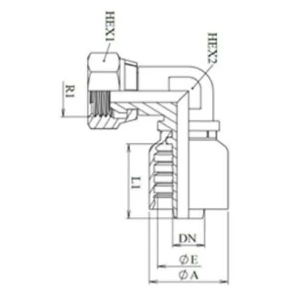 RACCORD 90° UNE PIÈCE FEM BSPP COMPACT Série B43