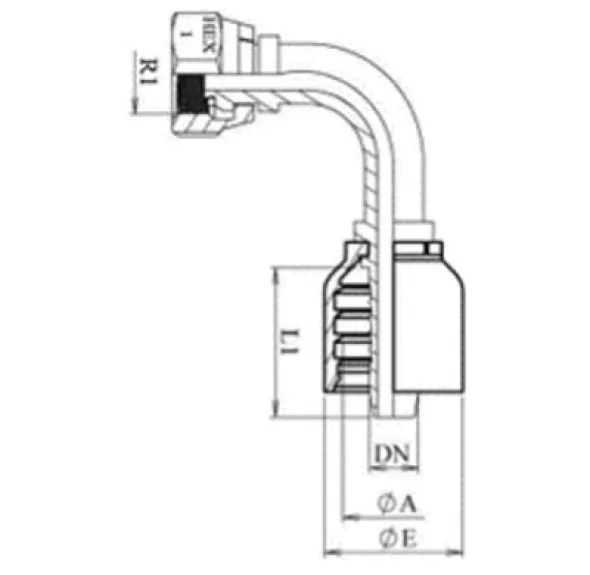 RACCORD 90° UNE PIÈCE FEM BSPP 60° + O&rsquo;RING Série B43