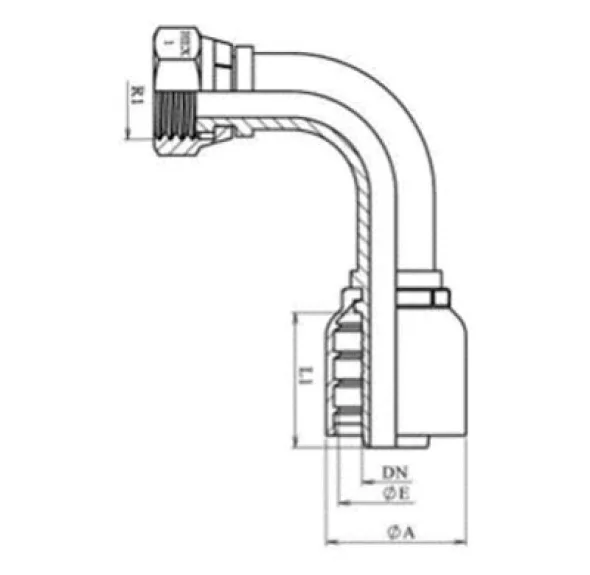 RACCORD 90° UNE PIÈCE FEM BSPP FACE PLATE Série B43