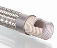BOYAU PTFE (TEFLON) ONDULÉ 1 TRESSE ACIER INOX 1