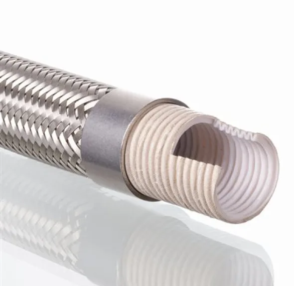 BOYAU PTFE (TEFLON) ONDULÉ 1 TRESSE ACIER INOX 2&Prime; / PI