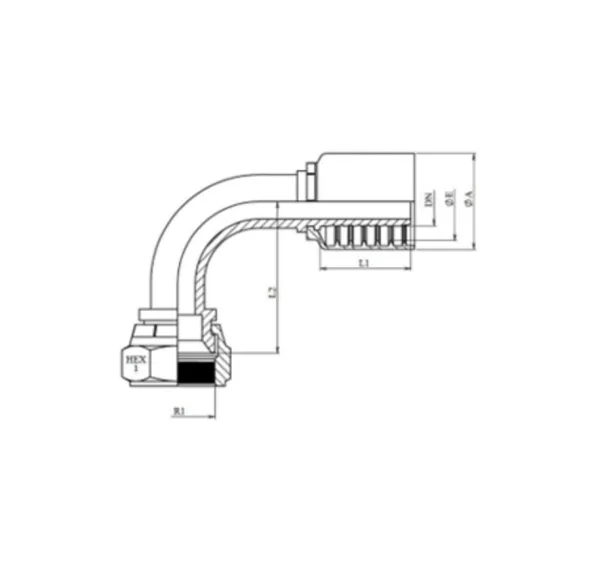 RACCORD 90° UNE PIÈCE FEM JIC Série BWS