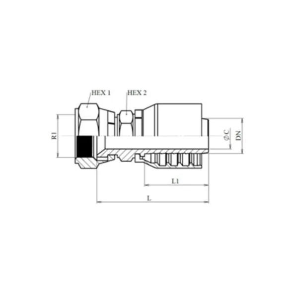 RACCORD UNE PIÈCE FEM JIC DOUBLE HEX Série BWS