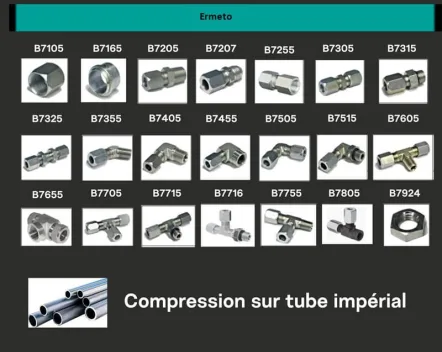 Adaptateurs Ermeto (compression sur tube impérial)