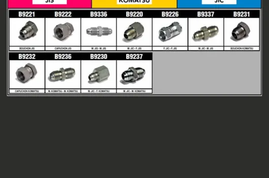Adaptateurs FILETS JIS, Komatsu & JIC