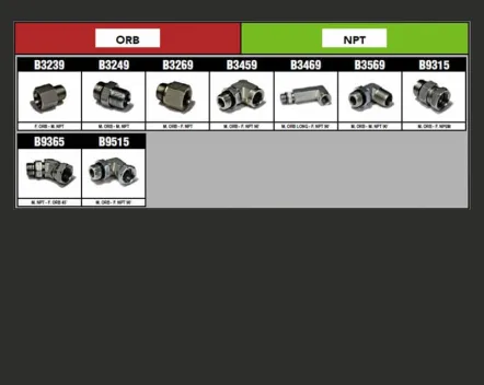 Adaptateurs FILETS NPT & ORB