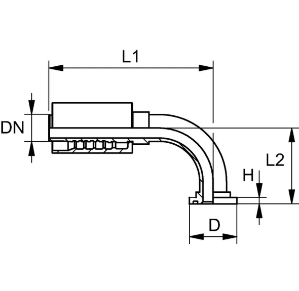 RACCORD 90° CODE 62 1&Prime; X 1&Prime; LONGUE PORTÉE 130MM