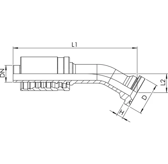 RACCORD 15° CODE 62 1-1 / 2&Prime; X 1-1 / 4&Prime; LONGUE PORTÉE 20MM