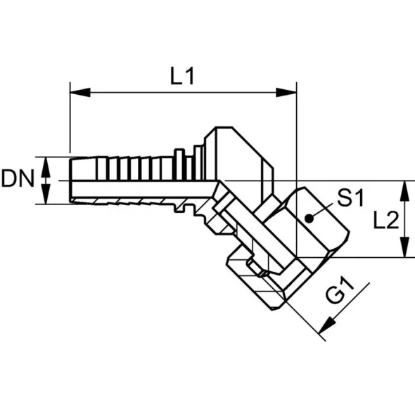 RACCORD 45° COMPACT FEM BSPP CÔNE 60° 1 / 4&Prime; X 1 / 4&Prime;