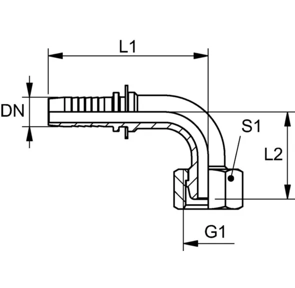 RACCORD 90° FEM MÉTRIQUE M12 X 1.5 X 1 / 4&Prime;