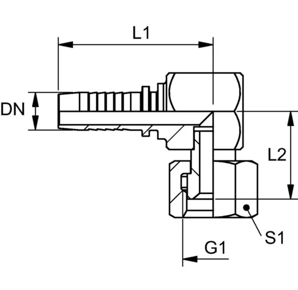 RACCORD 90° FEM JIC COMPACT 1 / 4&Prime; X 1 / 4&Prime;
