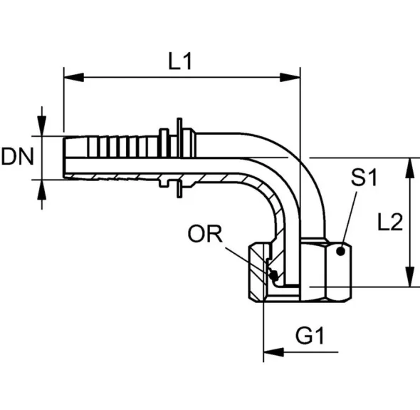 PN AOB 90 (Femelle BSPP cône 60° + O’ring, angle 90°)